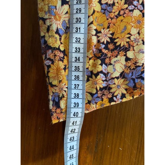 🌱 SPORTSGIRL floral retro 60's yellow flared pants hippy size XL stretch (14) - Picture 13 of 13